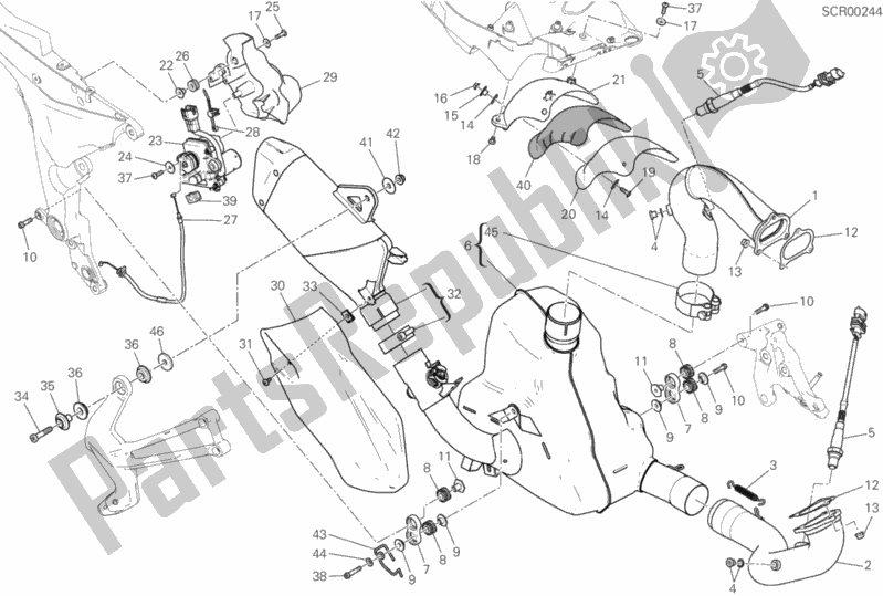 All parts for the Exhaust System of the Ducati Multistrada 1200 Enduro Touring 2016